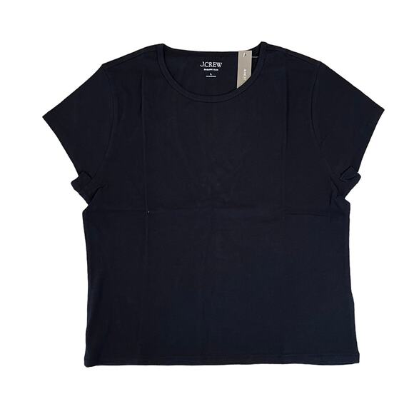 NWT J. Crew Black Slim-Fit Organic Slub Cotton Crewneck T-Shirt - Picture 1 of 8